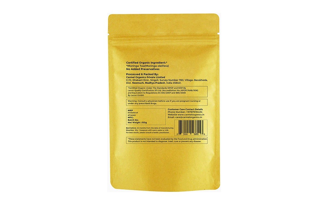 Carmel Organics Moringa Tea    Pack  150 grams